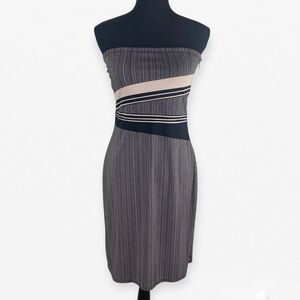 The Limited Black and Cream Geometric Strapless Stretch Bodycon Dress M